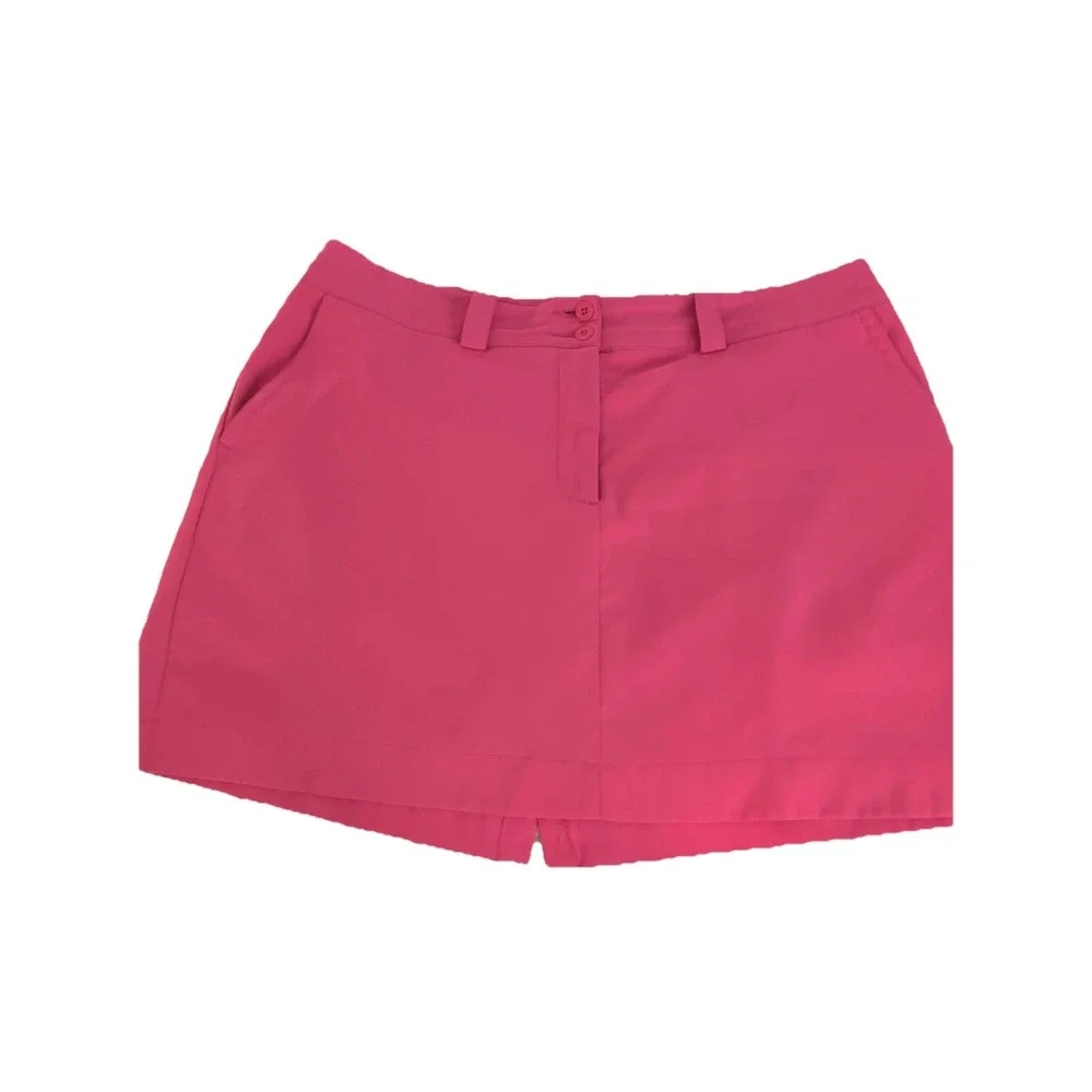 Nike 14 Golf Tour‎  Performance Womens zip Skort Pockets Logo Hot Pink Sporty